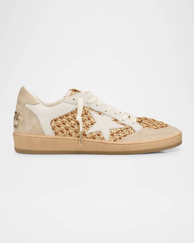 Ballstar Raffia Net Leather Low-Top Sneakers